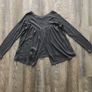 Split back long sleeve waffle knit top